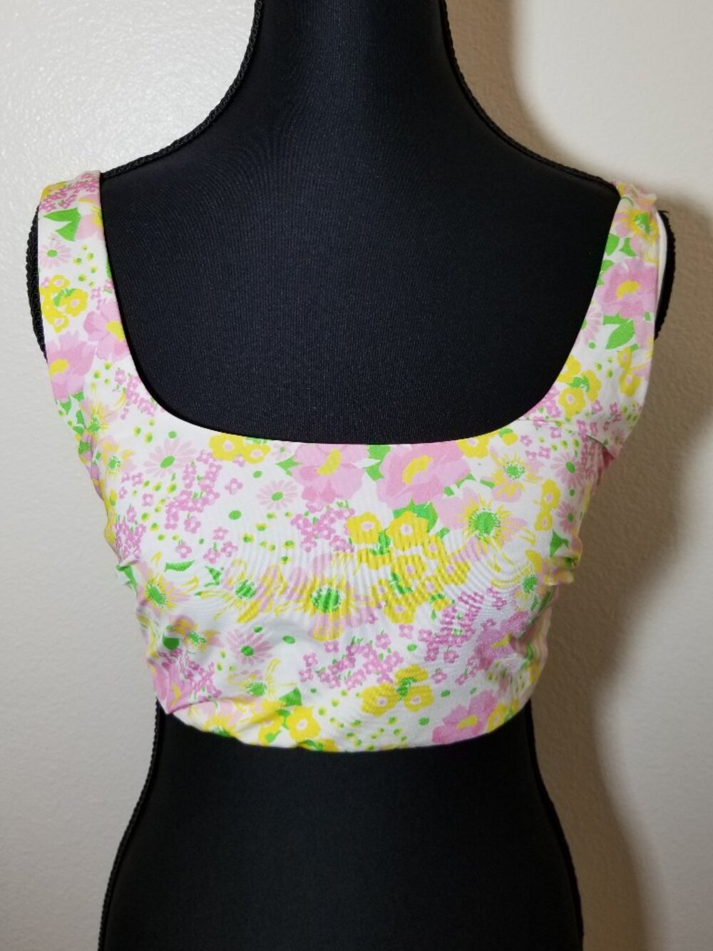 Asos Womens Sz 32 E/F White Floral Square Neck Bikini Top Beach Vacation NWOT